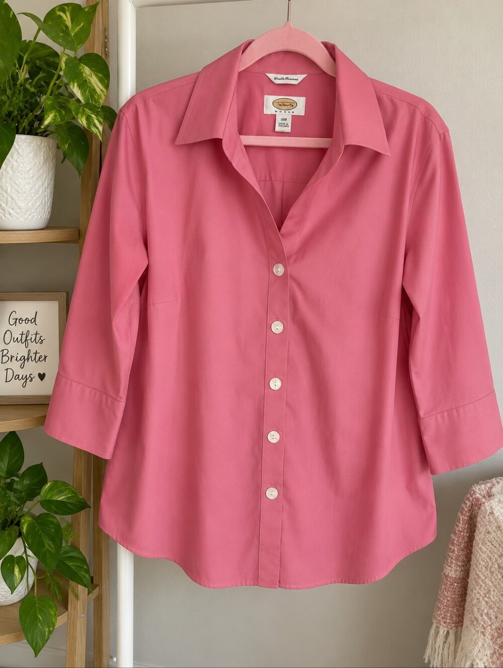 Talbots Pink Button-Down Collared Shirt